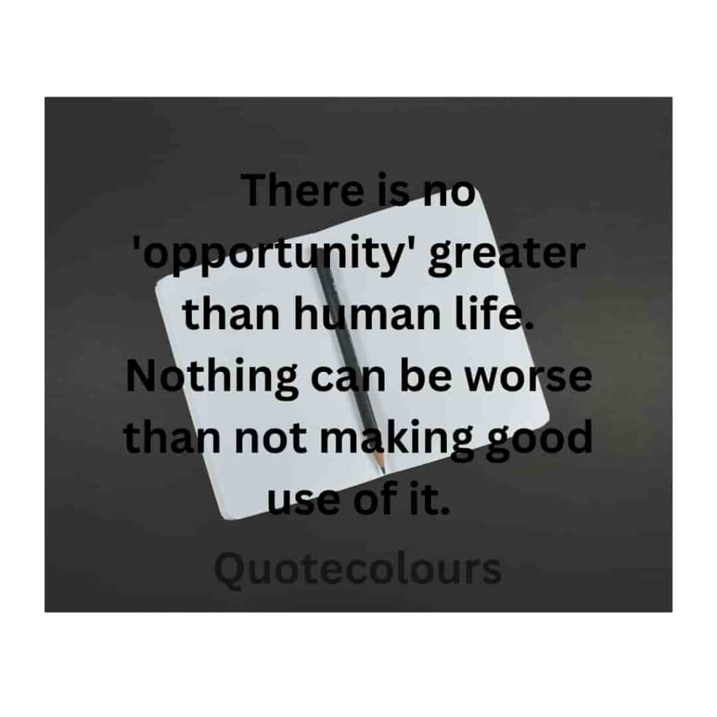 There is no 'opportunity' greater than human life motivational quotes for life
