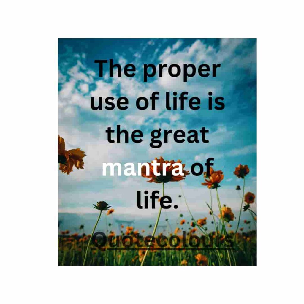Proper use of life is the great mantra motivational quotes for life

