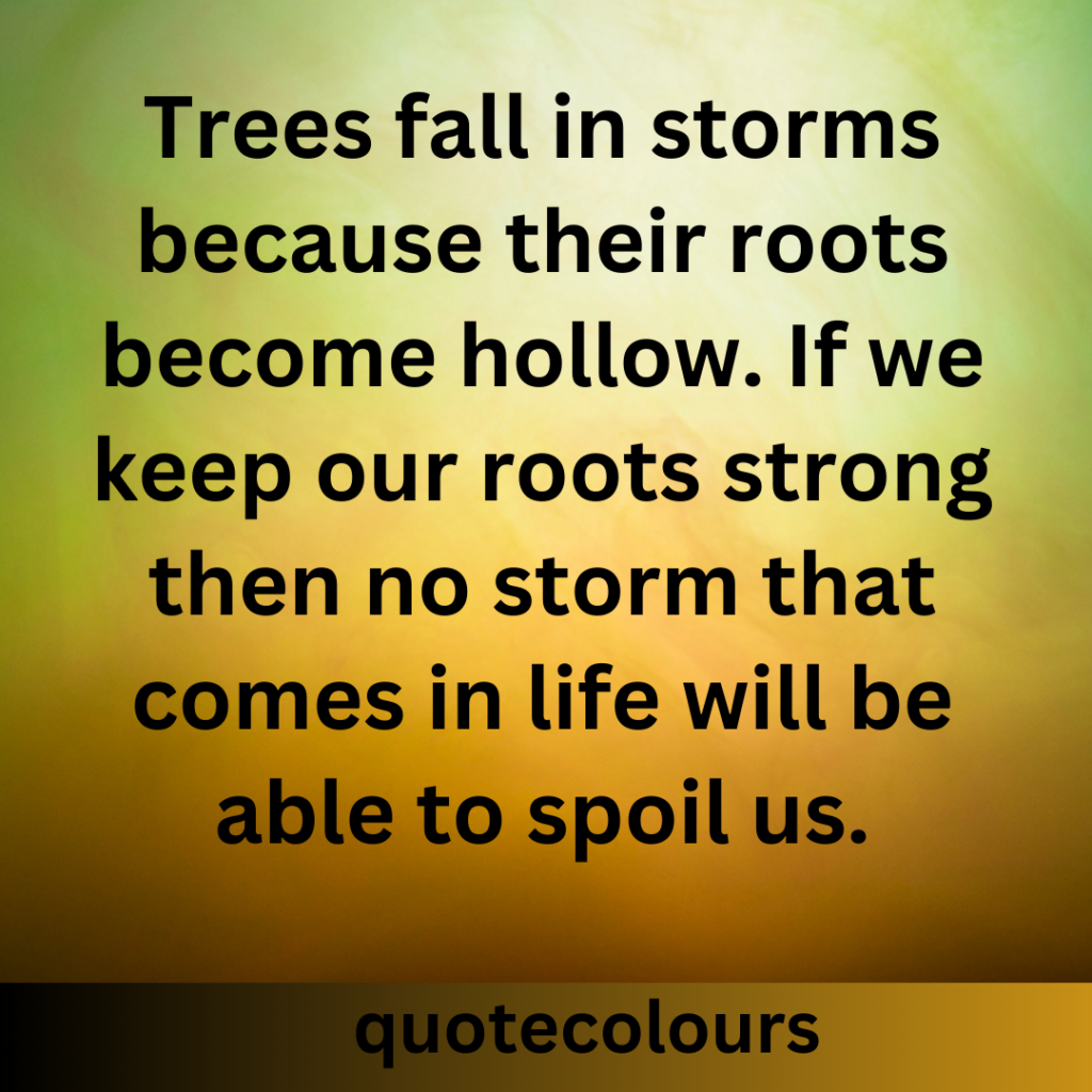 If we keep our roots strong then no storm that comes in life Quotes About Spirituality.